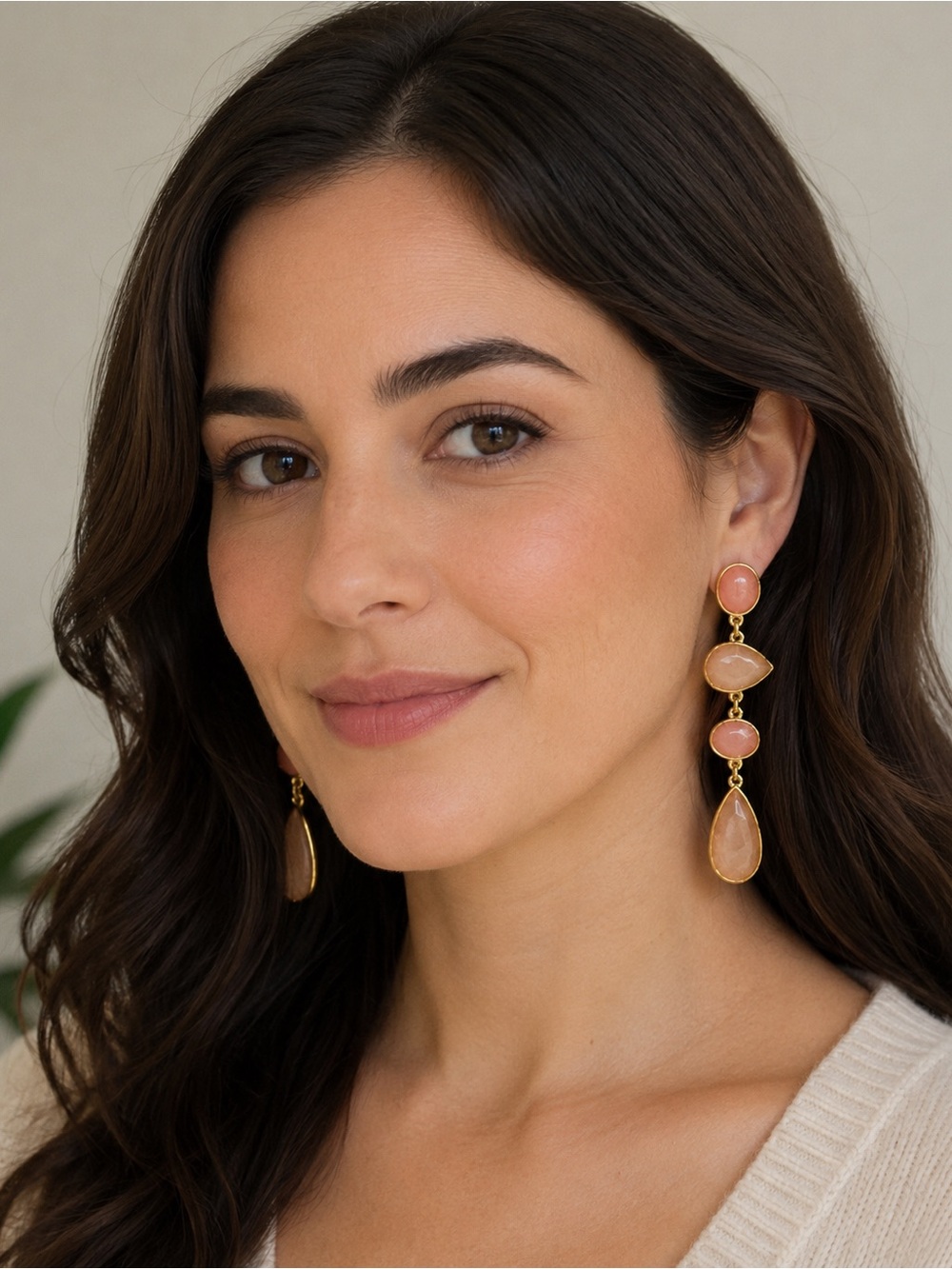 Banana Republic Factory Tonal Glass Drop Earrings with Semi-Precious Stones